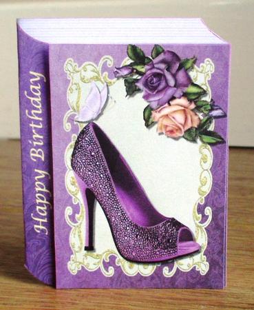 Lovely Purple Shoe with Roses Book Card by Johanna Lambert