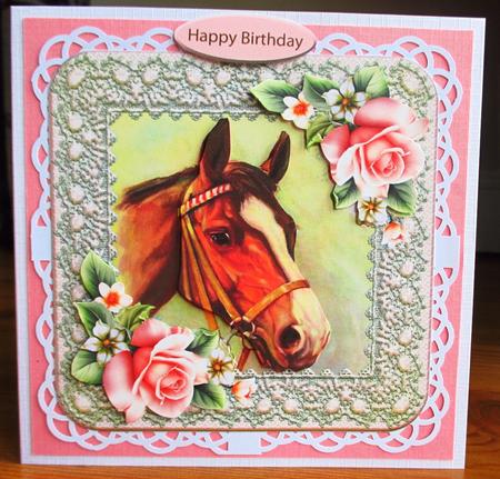 Horse and Pink Roses by Johanna Lambert