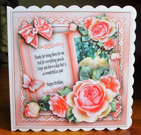 Pink Roses with Book Card Mini Kit by Johanna Lambert