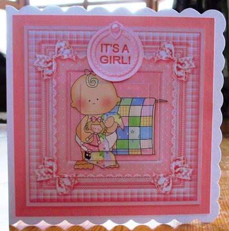New Baby Girl with Doll 6in x 6in Pyramage by Johanna Lambert