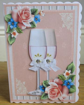 Champagne Glasses with Pink Roses by Johanna Lambert