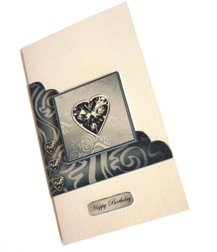 Elegant Flourish Cut and Fold Corner Card by Jolanta Januszewska