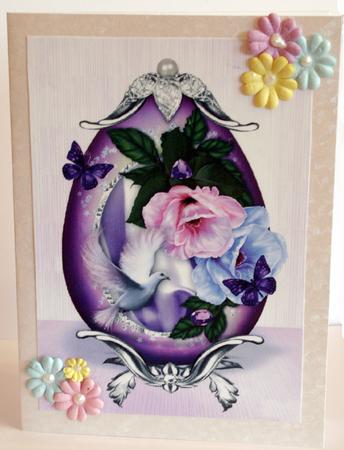 Butterflies & Dove- Happy Easter Egg - A4 Card Front by Jolanta Januszewska