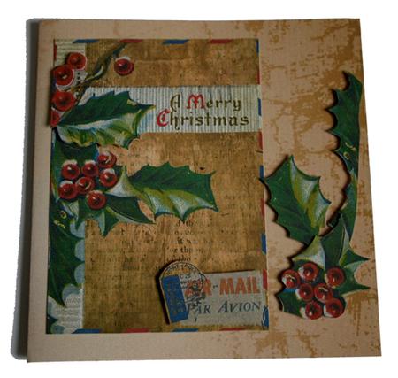 Vintage Airmail Holly Christmas Journaling Cards by Jolanta Januszewska