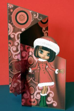 Little Miss Claus Christmas Cascade Card by Jolanta Januszewska