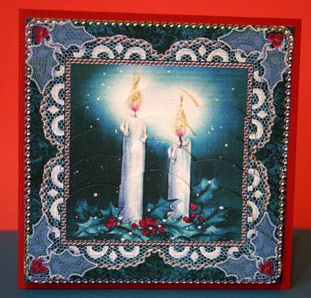 Christmas Candles3 One Edge Scallop Bottom Stacker by Jolanta Januszewska
