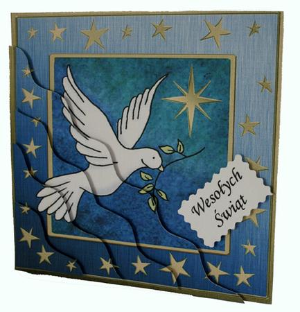 Christmas Dove Wavy Corner side stacker Topper by Jolanta Januszewska