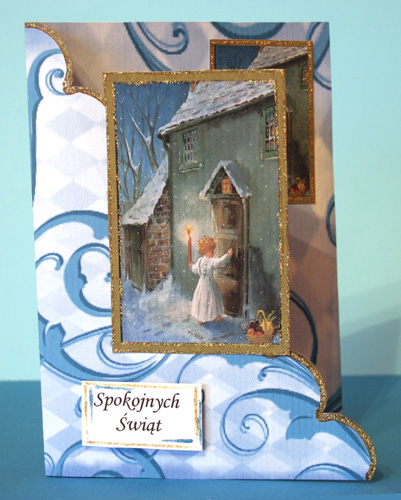 Christmas Choirboy Scallop Edge Corner Card by Jolanta Januszewska