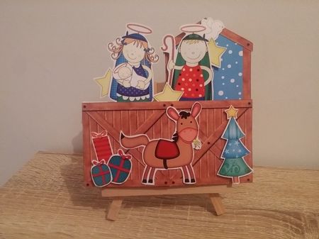 3D Mary & Joseph Nativity Rubber Band Xmas Pop Up Box Card by calleja josianne
