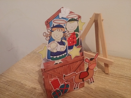 3D Mary & Joseph Nativity Rubber Band Xmas Pop Up Box Card by calleja josianne