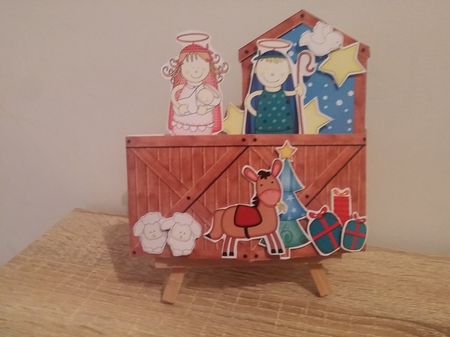 3D Holy Family Nativity Rubber Band Xmas Pop Up Box Card by calleja josianne