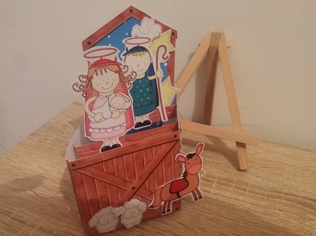 3D Holy Family Nativity Rubber Band Xmas Pop Up Box Card by calleja josianne