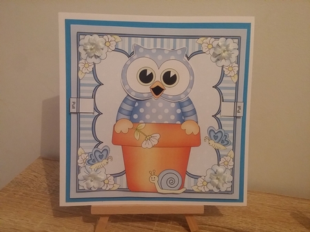 3D Animated Moveable Wobble Head Card Kit - Flower Pot Friends Little Hoot Owl by calleja josianne