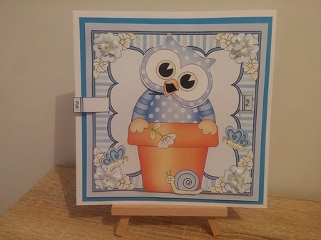 3D Animated Moveable Wobble Head Card Kit - Flower Pot Friends Little Hoot Owl by calleja josianne