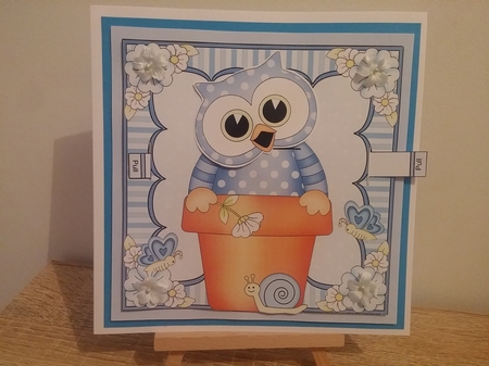 3D Animated Moveable Wobble Head Card Kit - Flower Pot Friends Little Hoot Owl by calleja josianne