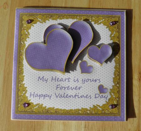 My Heart is Yours Valentine Purple Spots Cut and Fold Card by Jose Hopkins