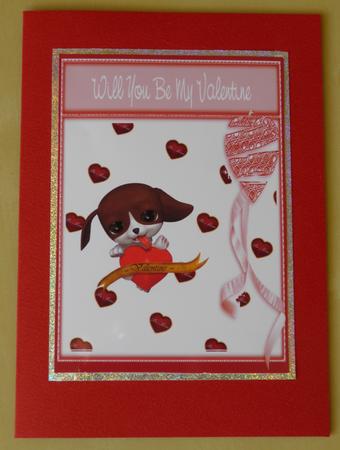 Will You Be My Valentine Pup A4 Card by Jose Hopkins