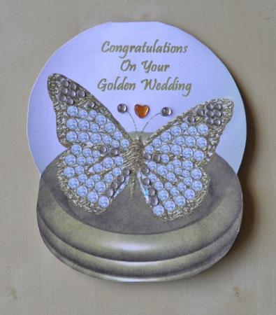 Diamond Butterfly Snow Globe - Golden Wedding by Jose Hopkins
