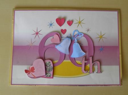 60th Wedding Anniversary Quick Card Front with Decoupage by Jose Hopkins