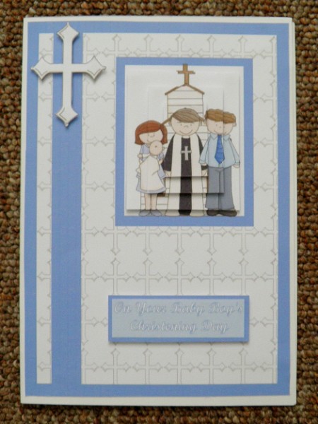 Baby Boy Christening Pyramid Card Front by Jose Hopkins