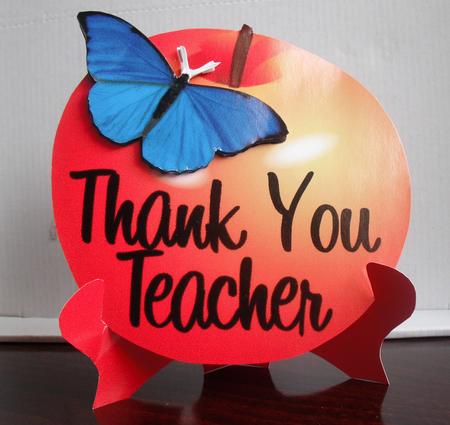 Apple & Butterfly Plate Sheet & Stand Thank You Teacher by Jose Hopkins