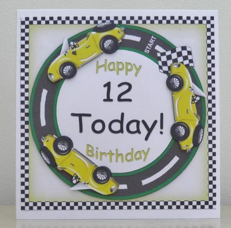 Yellow Racing Car 12 Today Decoupage 3D Ring Sheet by Jose Hopkins