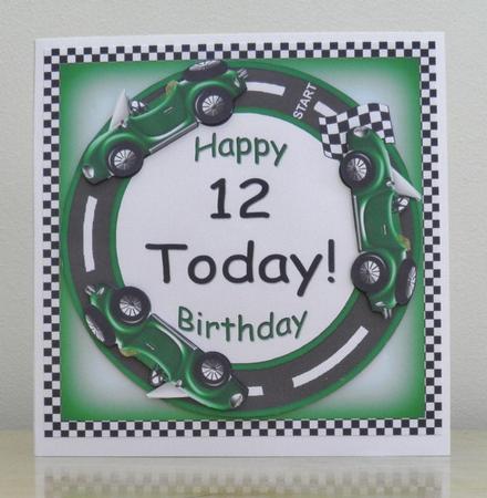 Green Racing Car 12 Today Decoupage 3D Ring Sheet by Jose Hopkins
