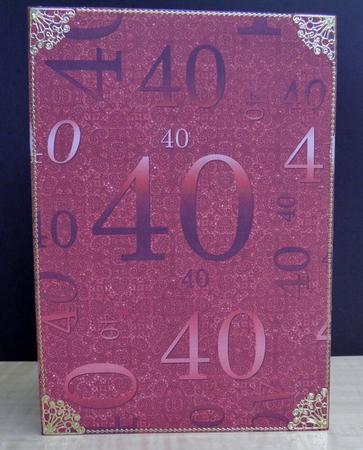 Dark Red Metallic 40 Birthday A4 Backing Paper by Jose Hopkins