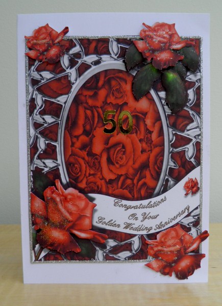 Golden Roses Anniversary Card Front by Jose Hopkins