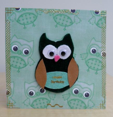 Mid Green Toned Owls A4 Backing Paper by Jose Hopkins
