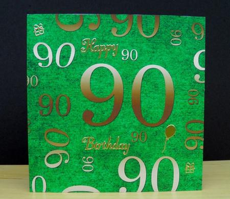 Dark Green Gold 90 Birthday A4 Backing Paper by Jose Hopkins