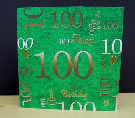 Dark Green Gold 100 Birthday A4 Backing Paper by Jose Hopkins