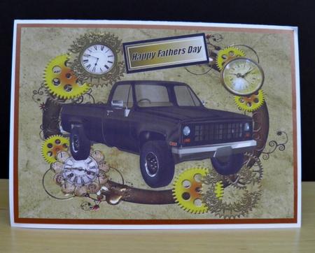 Black Truck in Steampunk Frame for Fathers Day A4 by Jose Hopkins