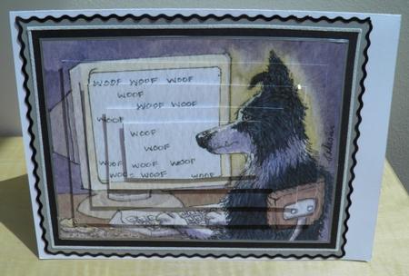 Dog Woofing on Computer Rectangle Pyramid Featured Gallery Photo