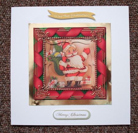 Cute Santa Ribbon 5inch Bracket Edge Spiral Stacker by Jose Hopkins
