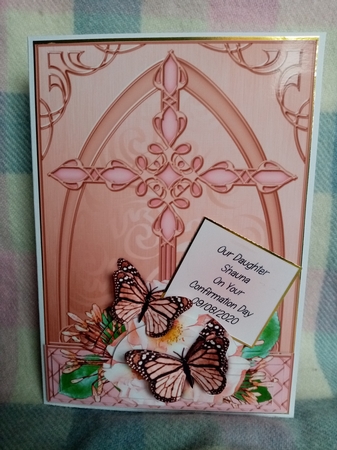Fancy Cross Butterfly & Wild Roses Pyramid & Decoupage by Josephine OByrne