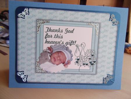 Heavens Gift Baby Boy A4 Card by Joy Chappelle