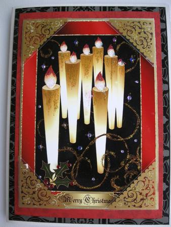 Modern Christmas Candles Large Topper/ Card Front 2 by Joy Comstock