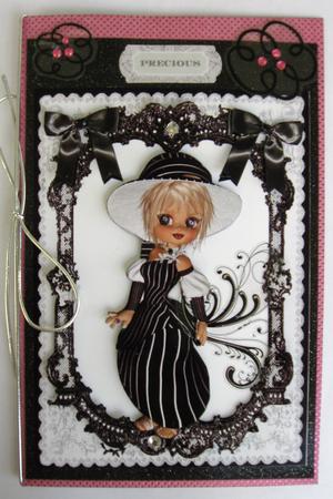 Little Lady in Black Lace Frame with Bows A4 by Joy Comstock