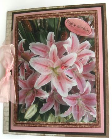 So Pretty Pink Lilies Side Stacker Card by Joy Comstock