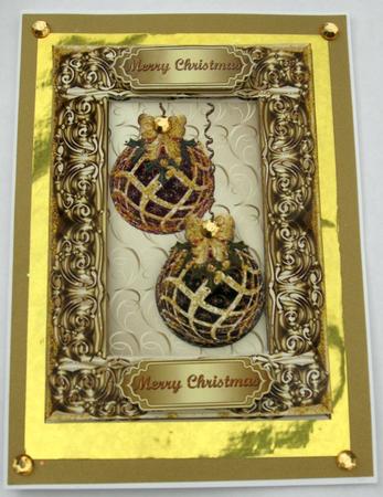 Embossed Frame with Two Christmas Baubles 6 by Joy Comstock