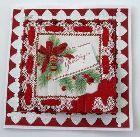 Greetings Eyelet Lace 5in One Corner Stacker by Joy Comstock