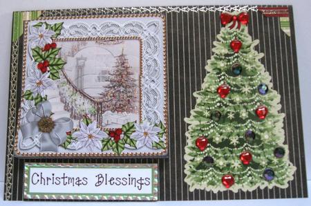 Grey Christmas Tree Poinsettia 5in Scallop Bottom Stacker by Joy Comstock