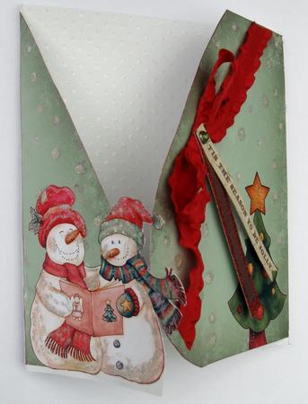 Christmas Snowman Teardrop Card by Joy Comstock