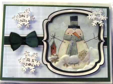 Snowman with Birdhouse Shaker Card - Pistachio by Joy Comstock