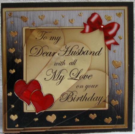 Husband Birthday Quick Card with Fan Pyramage Topper by Joy Comstock