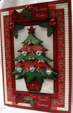 Christmas Tree in Red and Green by Joy Comstock