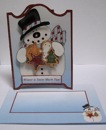 3D Snowman with Gingerbread Decoupage Card Kit by Joy Comstock