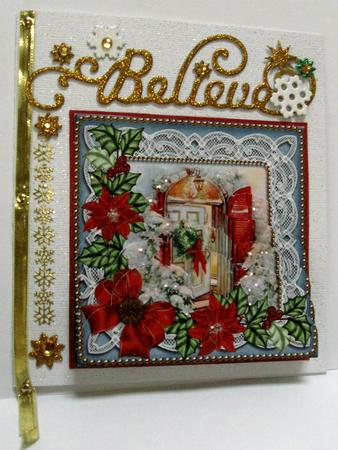 Christmas Door Red Poinsettia 5in Scallop Bottom Stacker by Joy Comstock