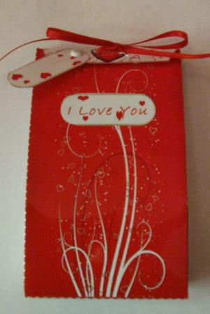 Red Abstract Valentine Pinch Bag by Joy Comstock